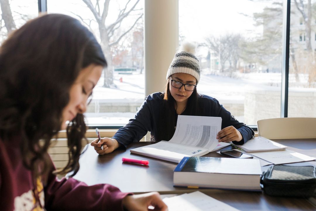 Photo of two women studying